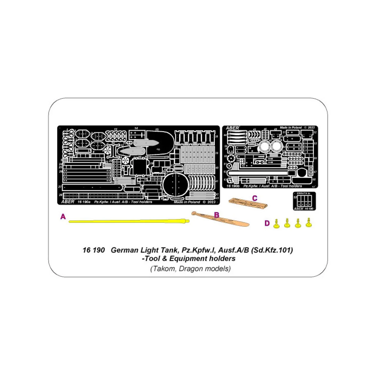 Pz.Kpfw. I, Ausf.A/B (Sd.Kfz. 101) Tool & Equipment holders, 1/16 -...