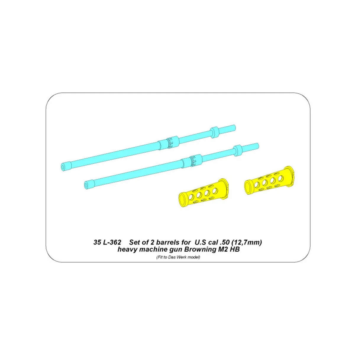 Set of 2 barrels for U.S cal .50 Browning M2 HB, 1/35 - Aber Models...