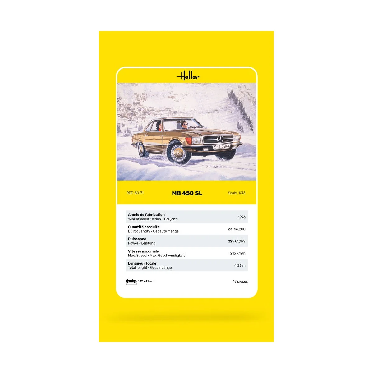 MB 450 SL, 1/43 - Heller 80171 MB 450 SL, 1/43 - Heller 80171