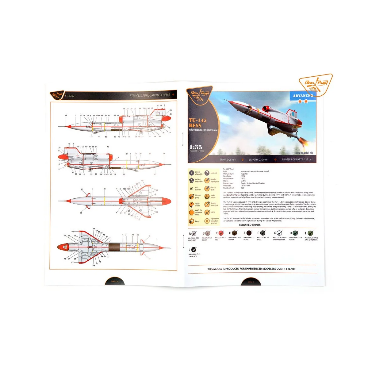 Tu-143 Reys television reconnaissance, 1/35 - Clear Prop Models CP3506