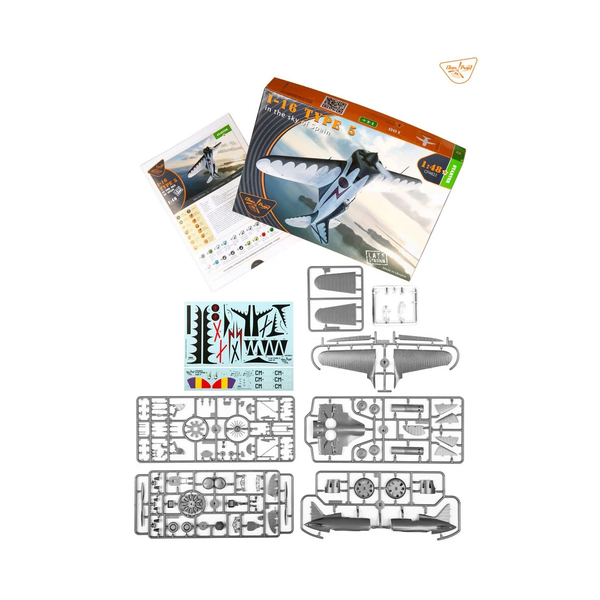 I-16 type 5 (in the sky of Spain late version), 1/48 - Clear Prop M...