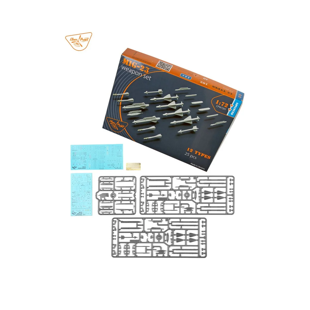 MiG-23 Weapon Set, 1/72 - Clear Prop Accessories CPW7201