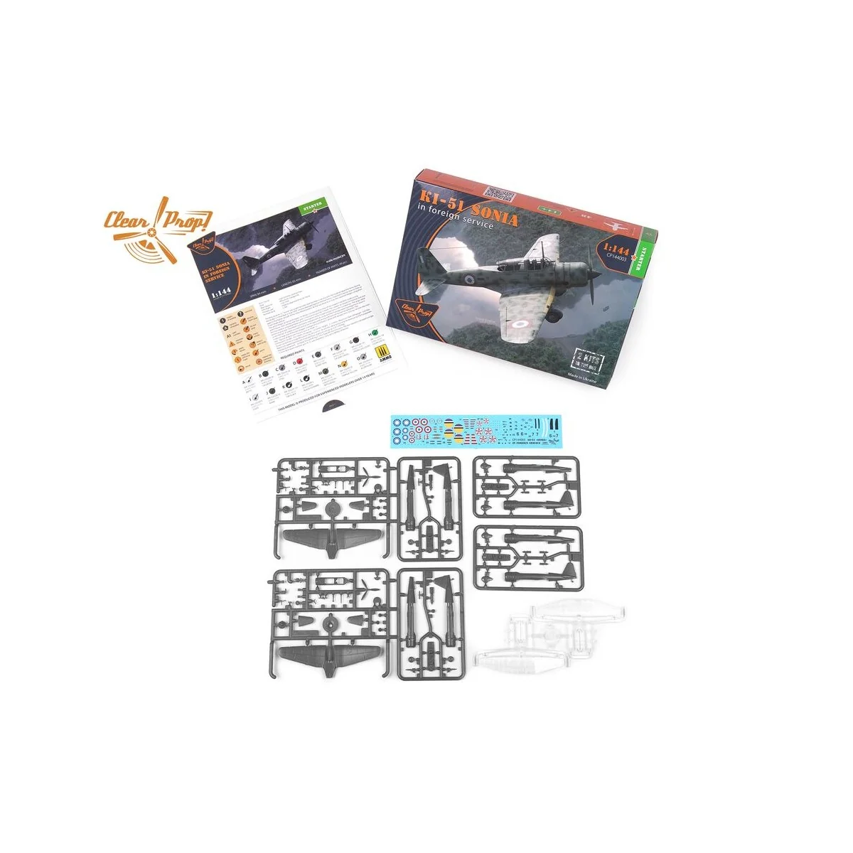 Ki-51 Sonia (2 in box) in foreign service, 1/144 - Clear Prop Model...
