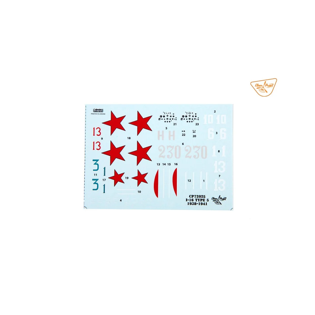 I-16 type 5 (1938-1941), 1/72 - Clear Prop Models CP72025