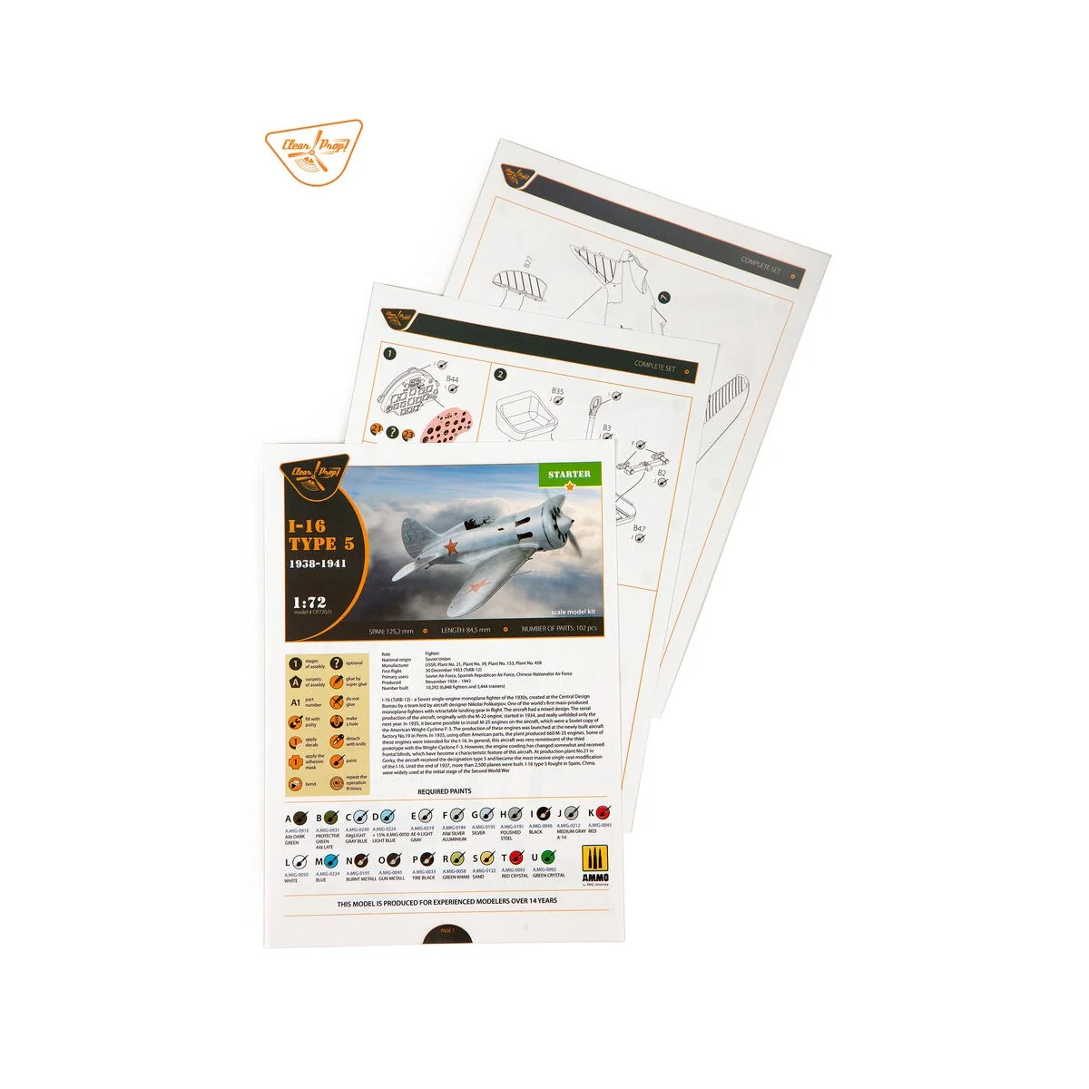 I-16 type 5 (1938-1941), 1/72 - Clear Prop Models CP72025