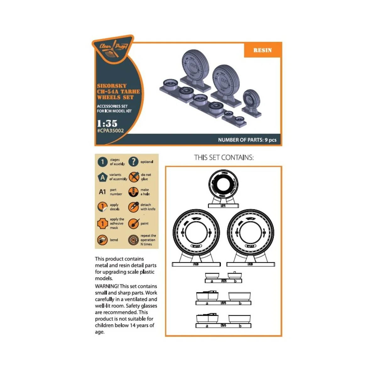 CH-54A Tarhe wheel set for ICM kits, 1/35 - Clear Prop Accessories ...