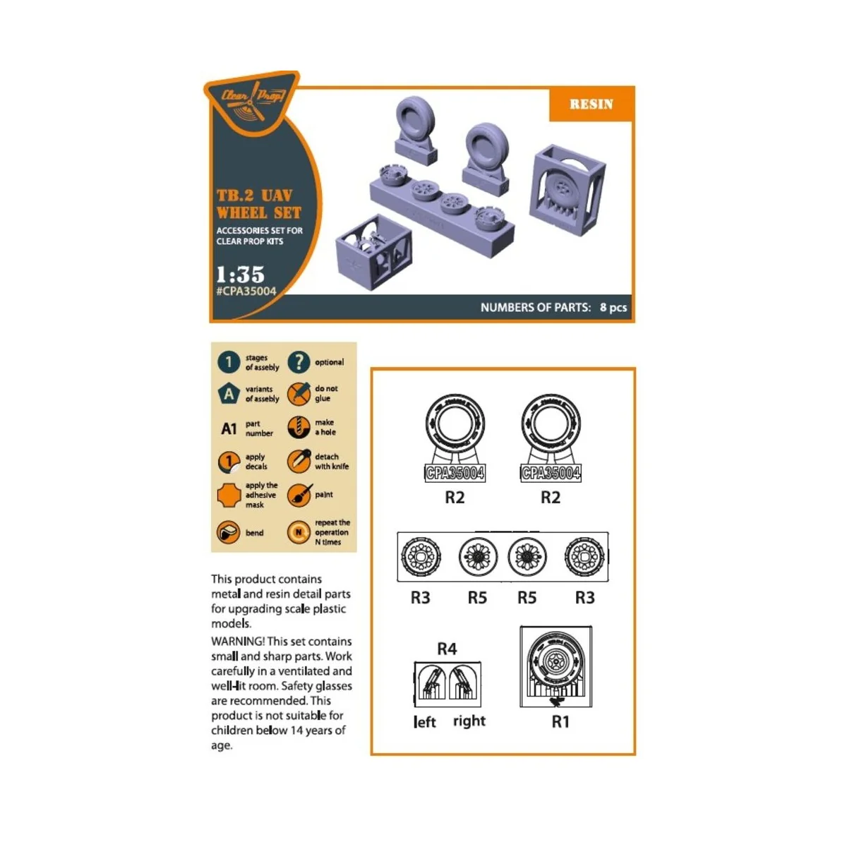 TB.2 wheel set, 1/35 - Clear Prop Accessories CPA35004
