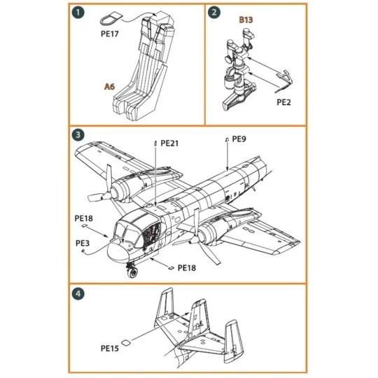 OV-1 A/JOV-1A Mohawk PE parts and painting mask for CP kits, 1/144 ...