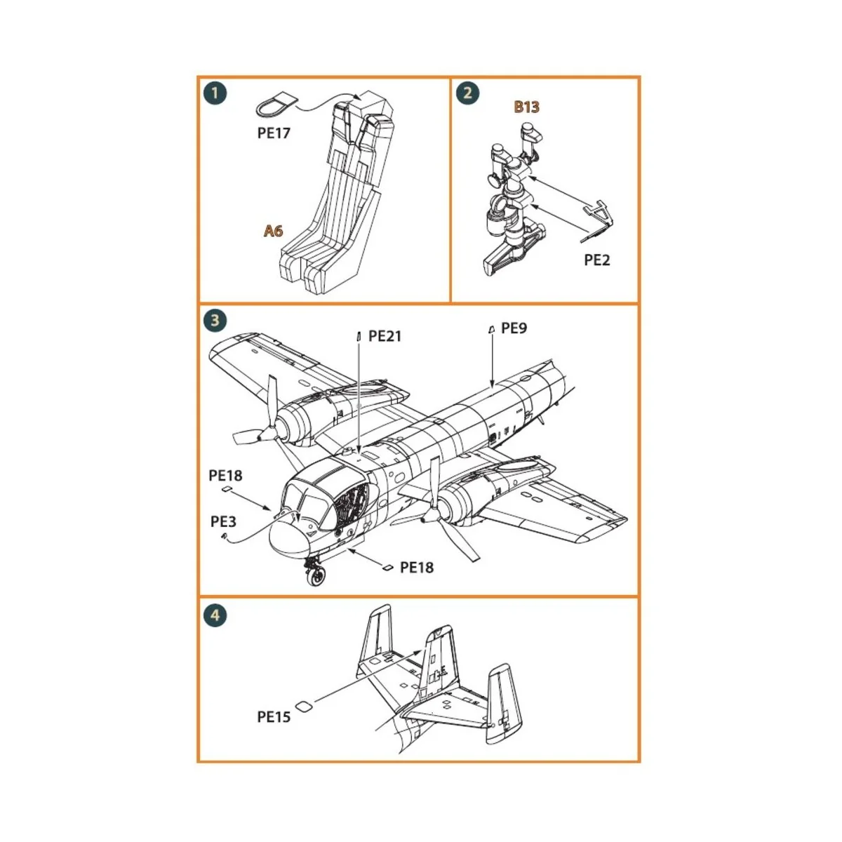 OV-1 A/JOV-1A Mohawk PE parts and painting mask for CP kits, 1/144 ...