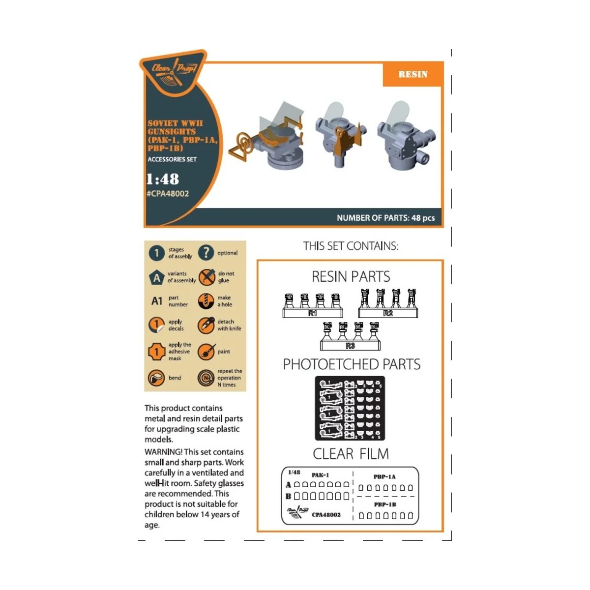 WWII gun sights (PAK-1, PBP-1A, PBP-1B), 1/48 - Clear Prop Accessor...