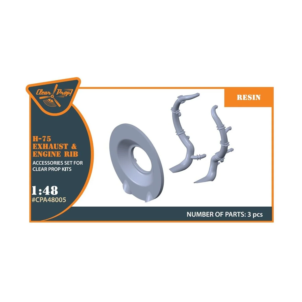 Hawk H-75 M/N/O resin exhaust for CP kits CP4803/CP4804, 1/48 - Cle...