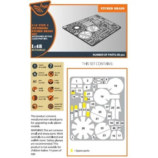 I-16 type 5 EXTERIOR PE parts for CP kits, 1/48 - Clear Prop Access...