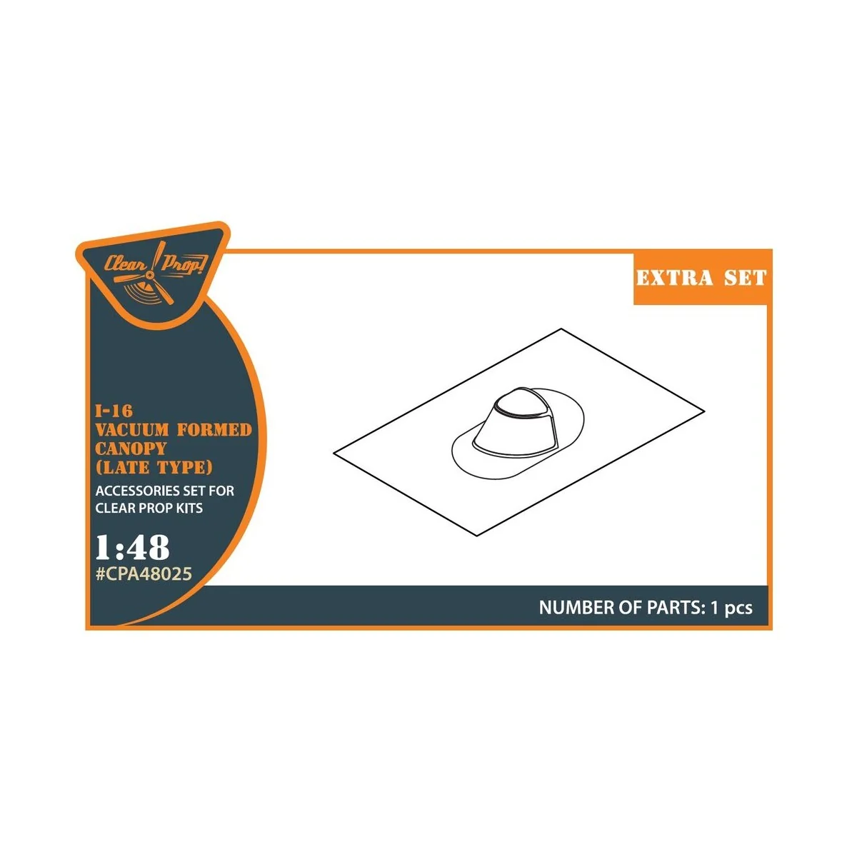I-16 vacuum formed canopy (late version) for CP kit, 1/48 - Clear P...