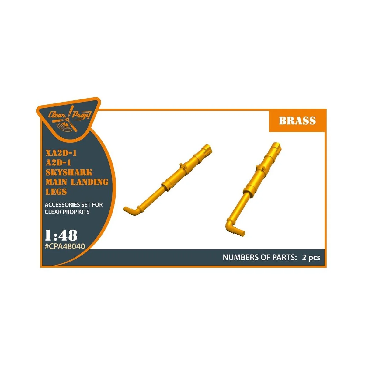 XA2D-1, A2D-1 Skyshark main landing legs for CP kits, 1/48 - Clear ...
