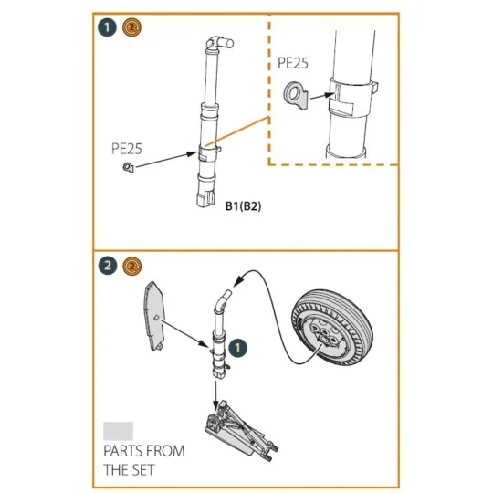XA2D-1, A2D-1 Skyshark main landing legs for CP kits, 1/48 - Clear ...
