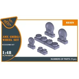 AMX Ghibli wheel set for Kinetic, HobbyBoss kits, 1/48 - Clear Prop...