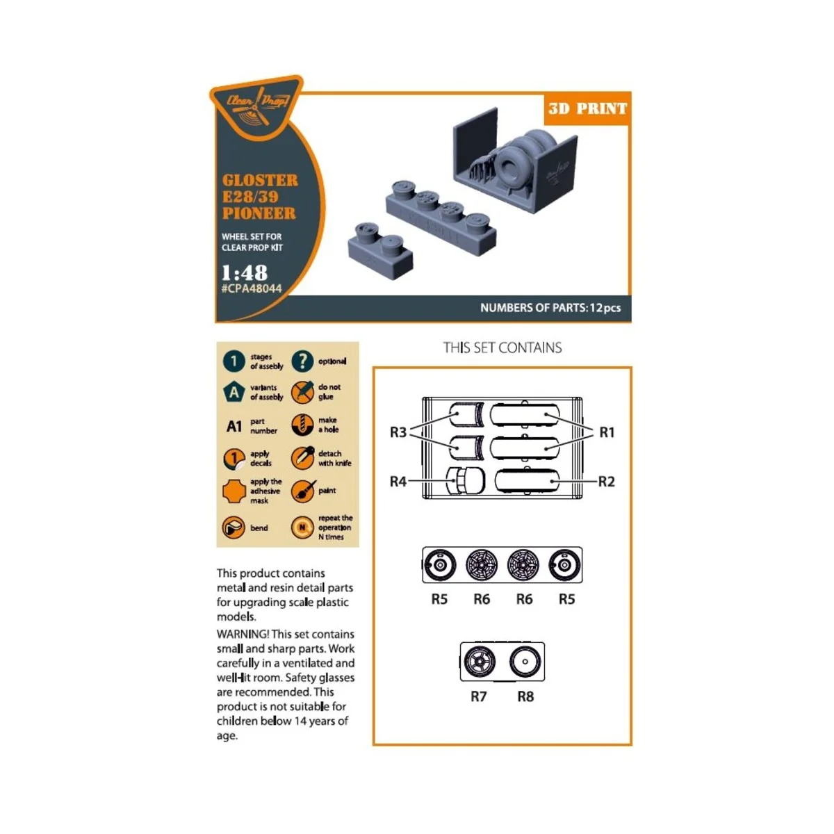 Gloster E28/39 Pioneer wheel set, 1/48 - Clear Prop Accessories CPA...