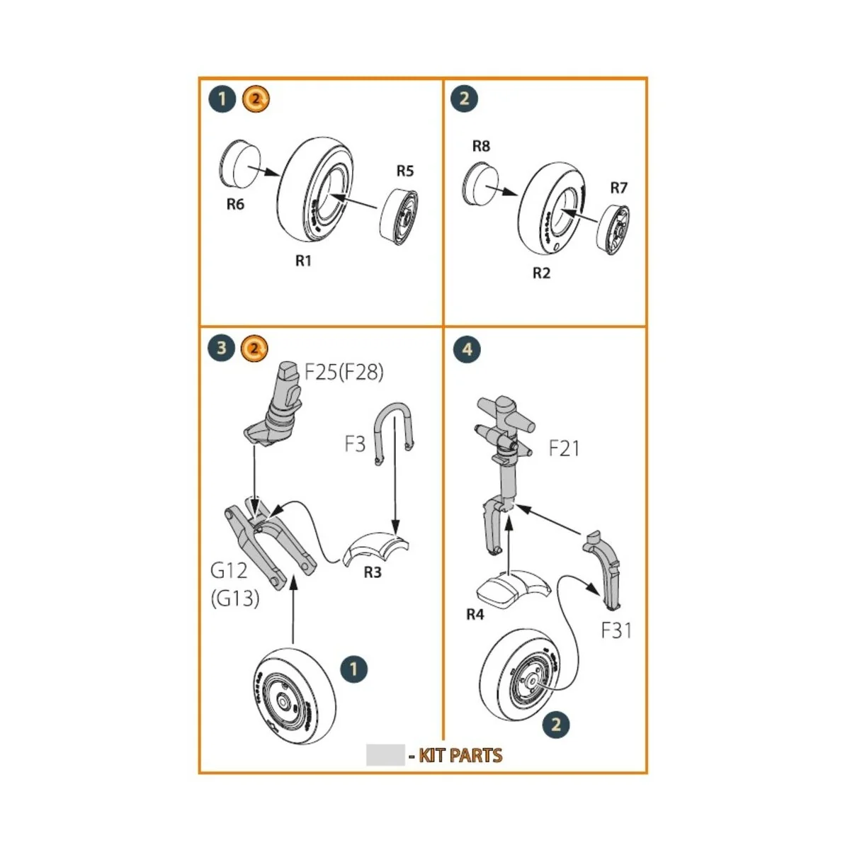Gloster E28/39 Pioneer wheel set, 1/48 - Clear Prop Accessories CPA...