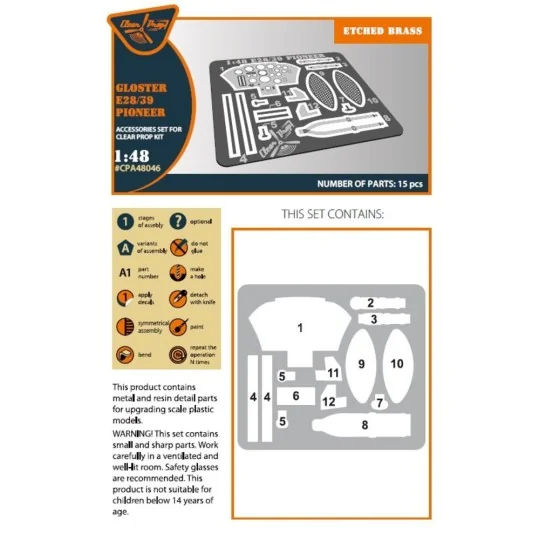 Gloster E28/39 Pioneer PE parts for CP kits, 1/48 - Clear Prop Acce...