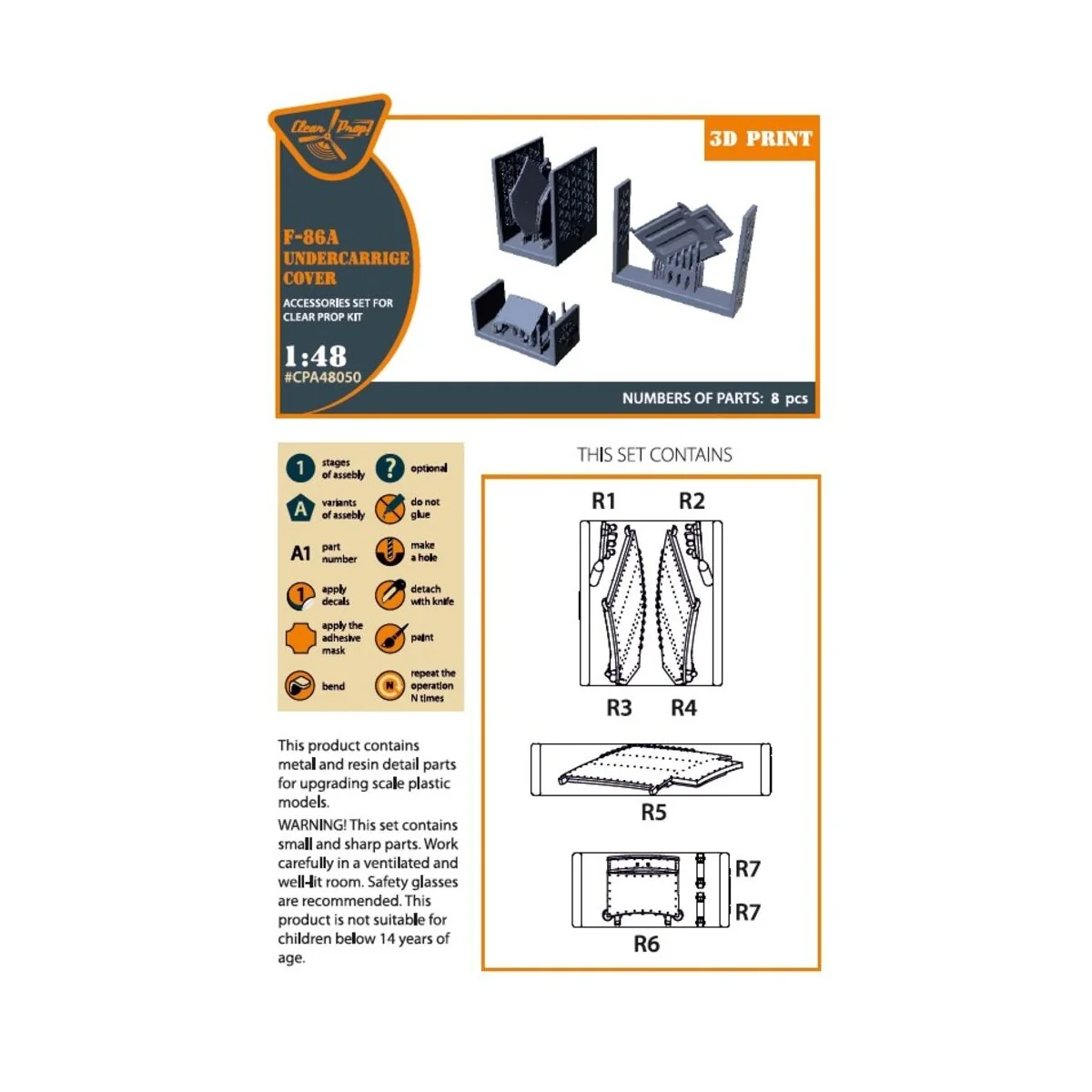 F-86A undercarriage covers for CP kits, 1/48 - Clear Prop Accessori...