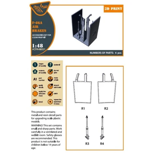 F-86A air brakes for CP kits, 1/48 - Clear Prop Accessories CPA48051