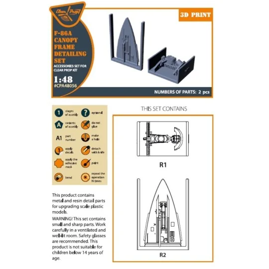 F-86A Canopy frame detailing set for CP kits, 1/48 - Clear Prop Acc...