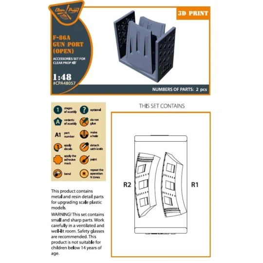 F-86A gun port (open) for CP kits, 1/48 - Clear Prop Accessories CP...