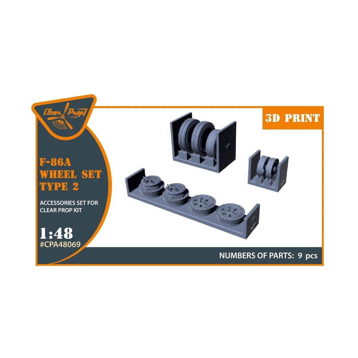 F-86A wheel set type 2 for CP kits, 1/48 - Clear Prop Accessories C...
