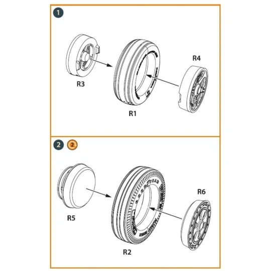 F-86A wheel set type 2 for CP kits, 1/48 - Clear Prop Accessories C...