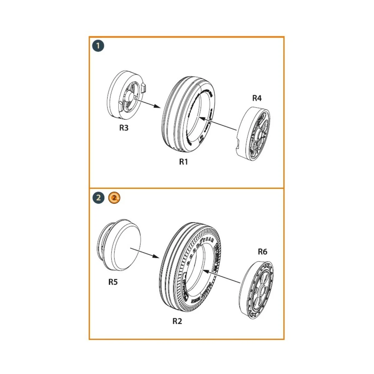 F-86A wheel set type 2 for CP kits, 1/48 - Clear Prop Accessories C...