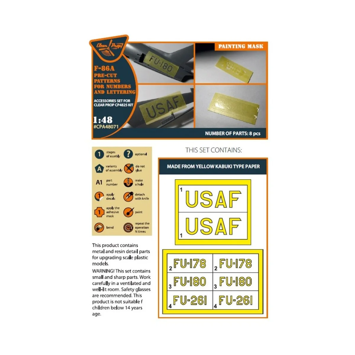 F-86A pre-cut patterns for numbers and lettering painting mask for ...