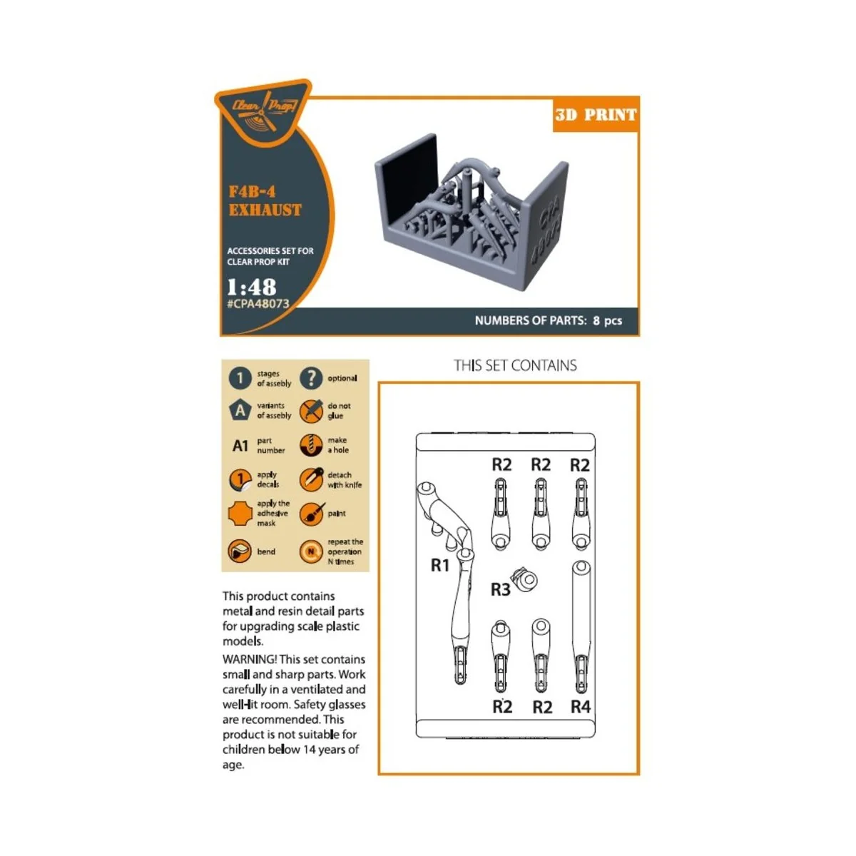 F4B-4 exhausts for CP kits, 1/48 - Clear Prop Accessories CPA48073