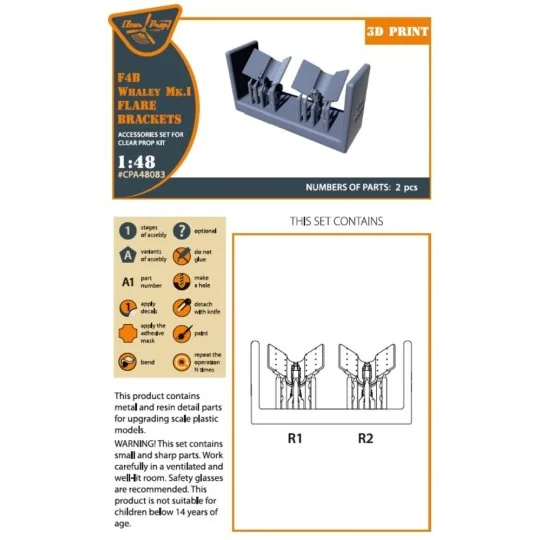 F4B Whaley Mk.I Flare brackets for CP kits, 1/48 - Clear Prop Acces...