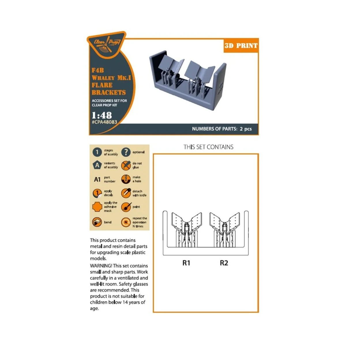 F4B Whaley Mk.I Flare brackets for CP kits, 1/48 - Clear Prop Acces...