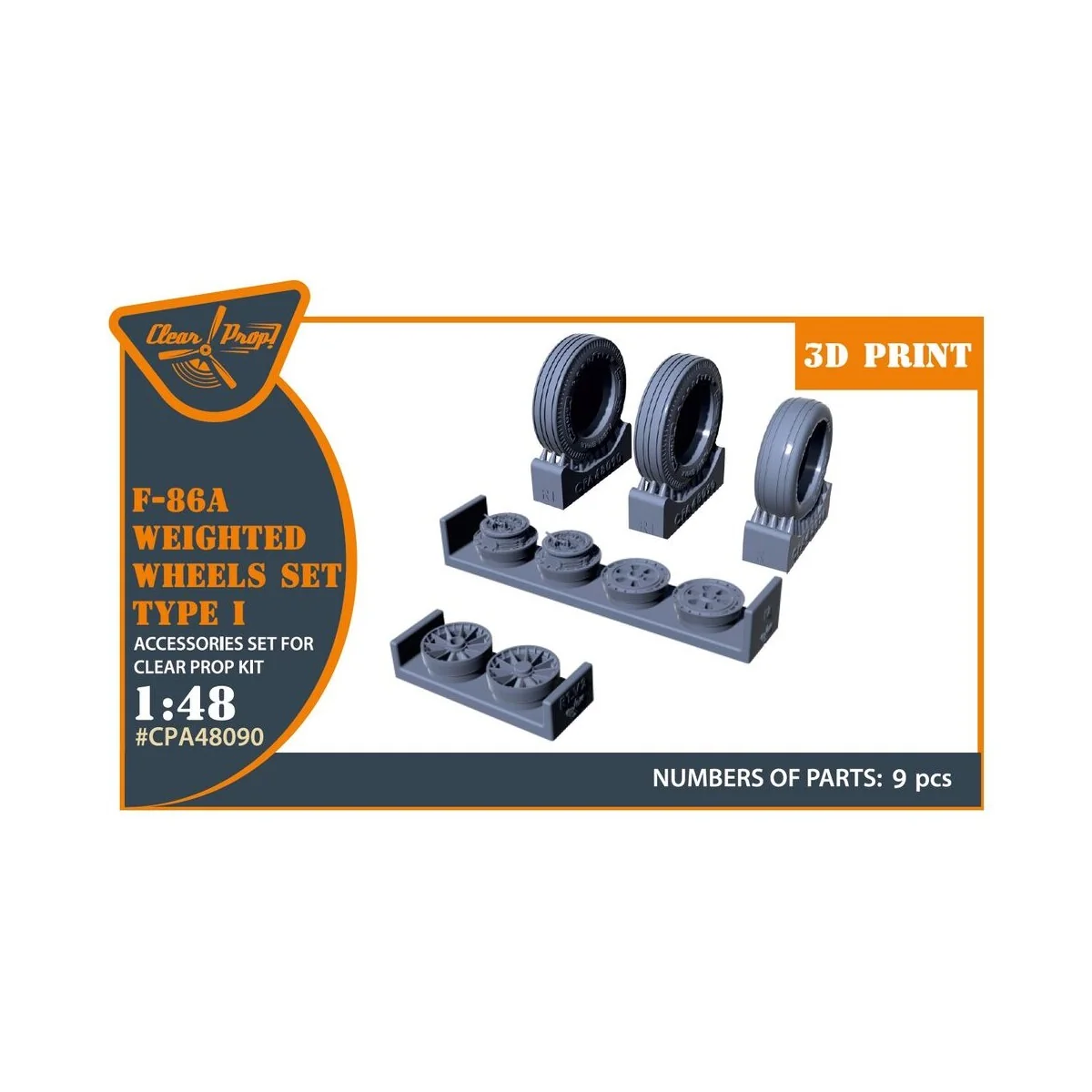 F-86A Wheels set (weighted) type 1 for CP kits, 1/48 - Clear Prop A...