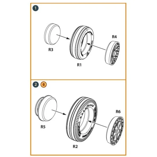 F-86A Wheels set (weighted) type 1 for CP kits, 1/48 - Clear Prop A...