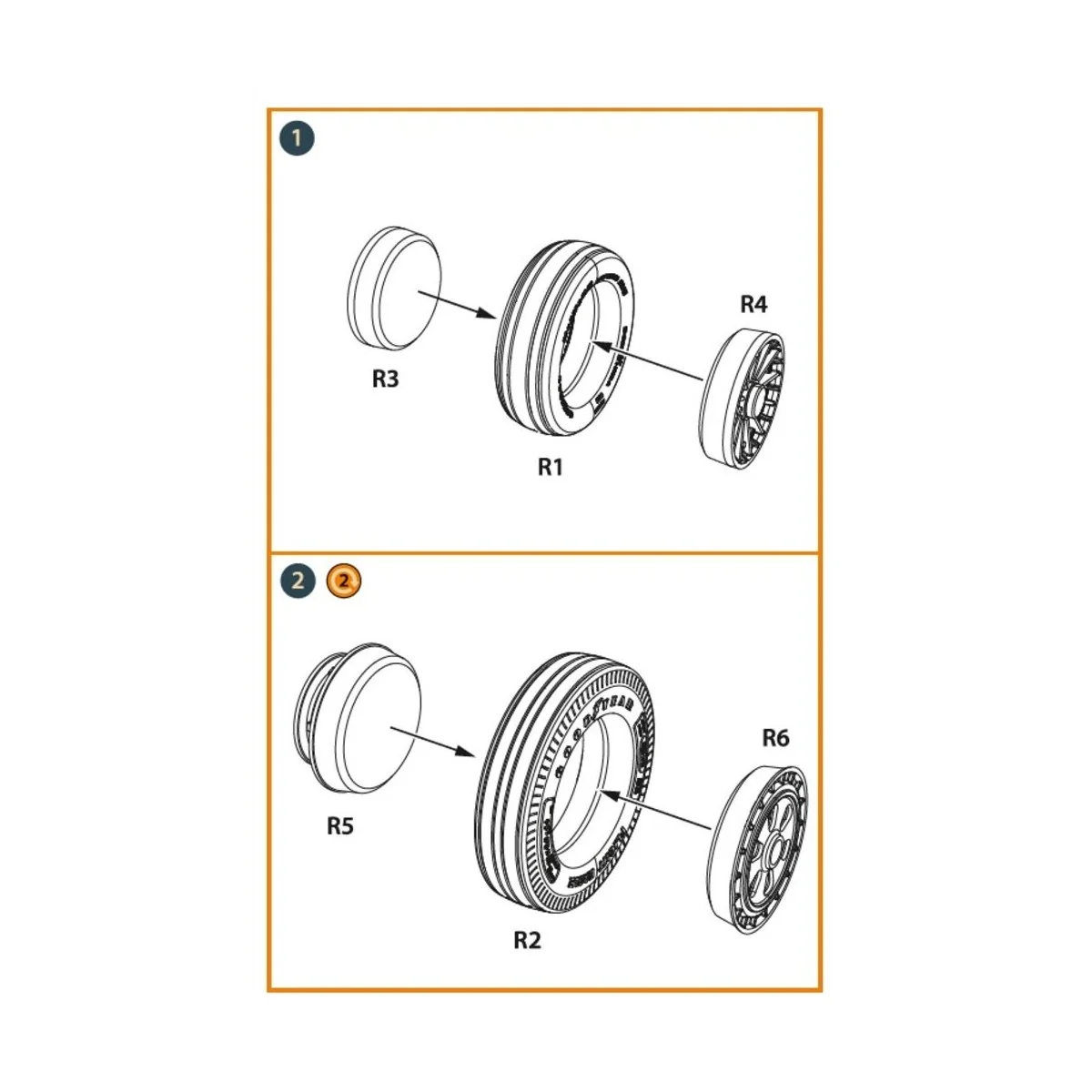 F-86A Wheels set (weighted) type 1 for CP kits, 1/48 - Clear Prop A...