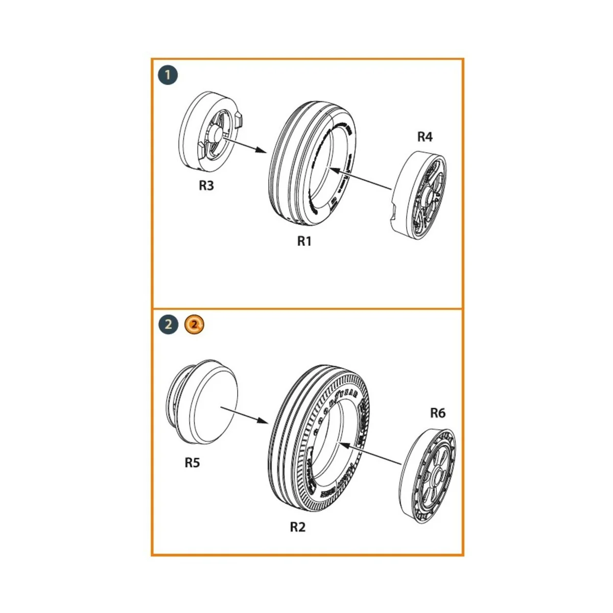 F-86A Wheels set (weighted) type 2 for CP kits, 1/48 - Clear Prop A...