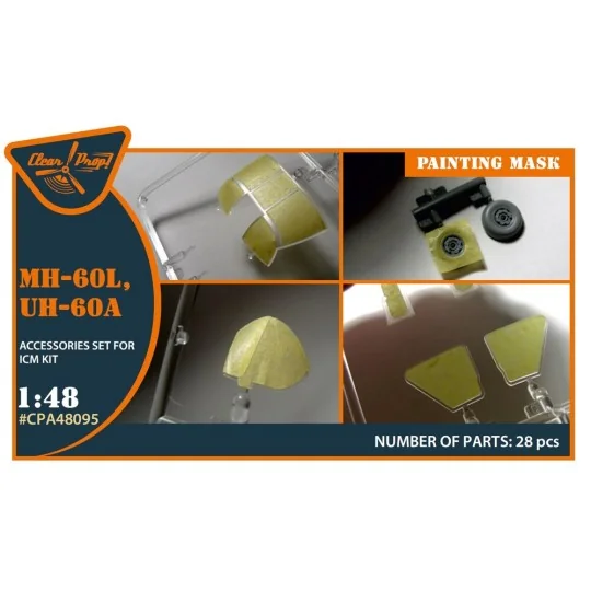 UH-60A, MH-60L painting mask for ICM kit, 1/48 - Clear Prop Accesso...