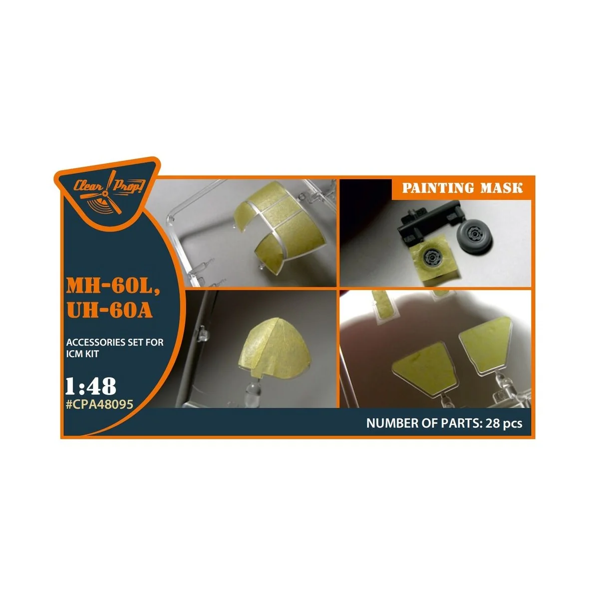 UH-60A, MH-60L painting mask for ICM kit, 1/48 - Clear Prop Accesso...
