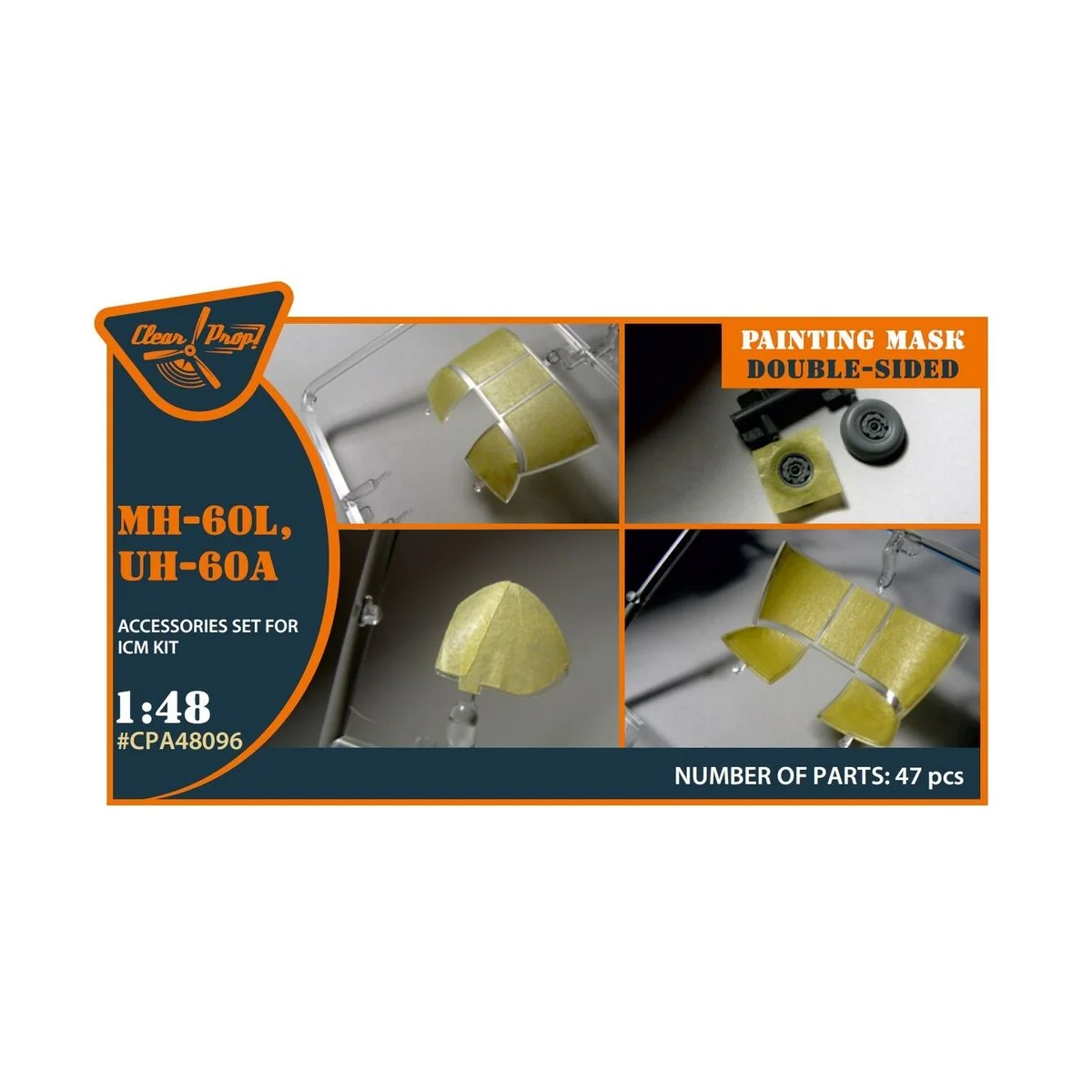 UH-60A, MH-60L double-sided painting mask for ICM kit, 1/48 - Clear...