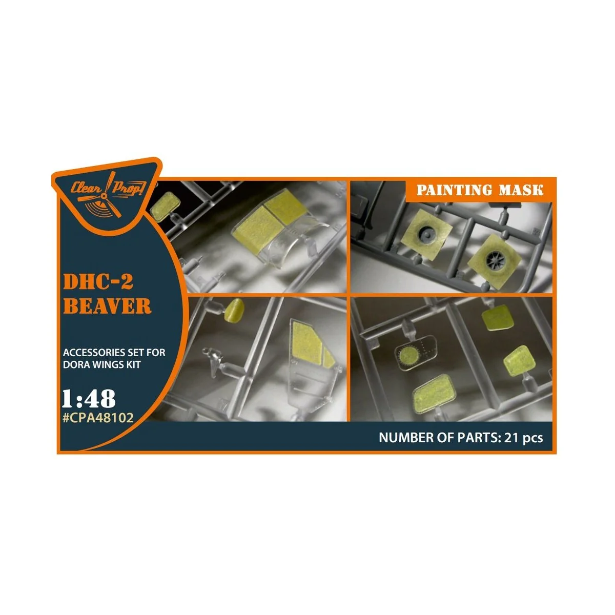 DHC-2 Beaver painting mask for Dora Wings kit, 1/48 - Clear Prop Ac...