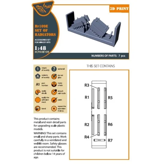 Bf-109E set of radiators for Wingsy Kits, 1/48 - Clear Prop Accesso...
