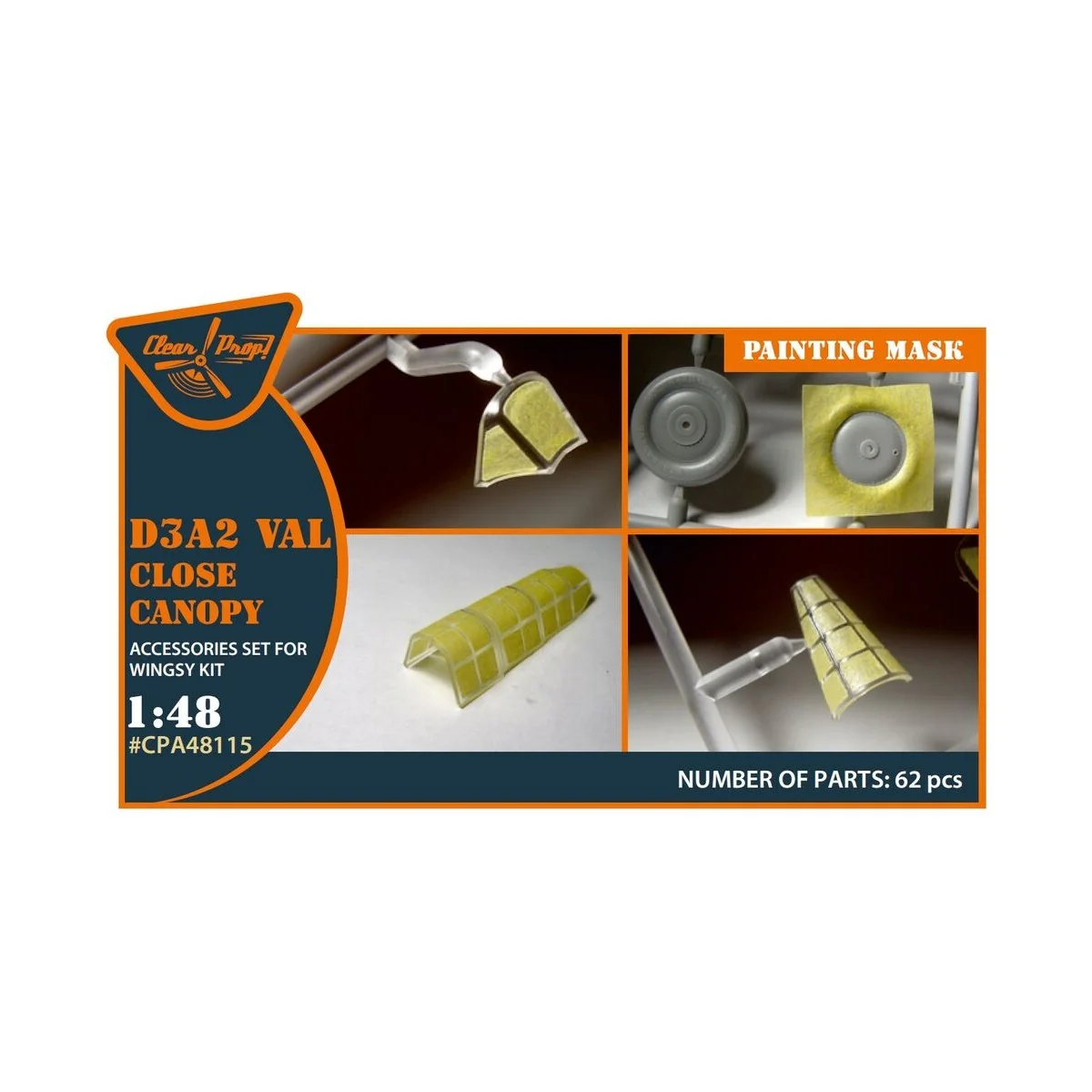 D3A2 VAL (close canopy) painting mask for Wingsy Kits, 1/48 - Clear...