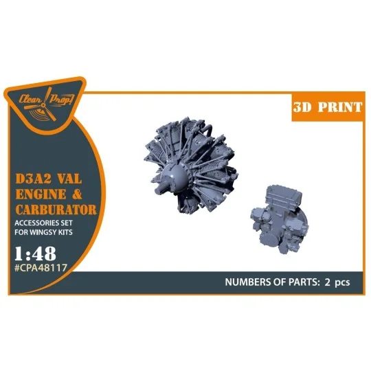 D3A2 VAL carbureted engine for Wingsy Kits, 1/48 - Clear Prop Acces...