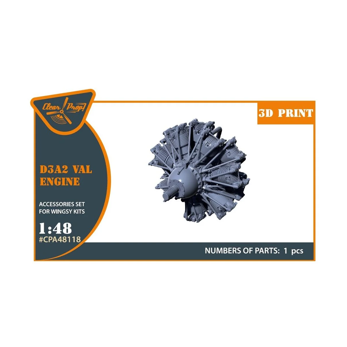 D3A2 VAL engine for Wingsy Kits, 1/48 - Clear Prop Accessories CPA4...
