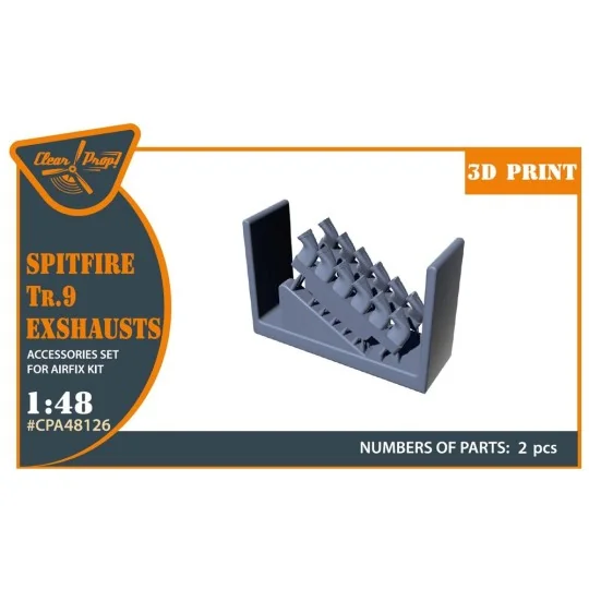 Spitfire Tr.9 exhausts for Airfix kit, 1/48 - Clear Prop Accessorie...