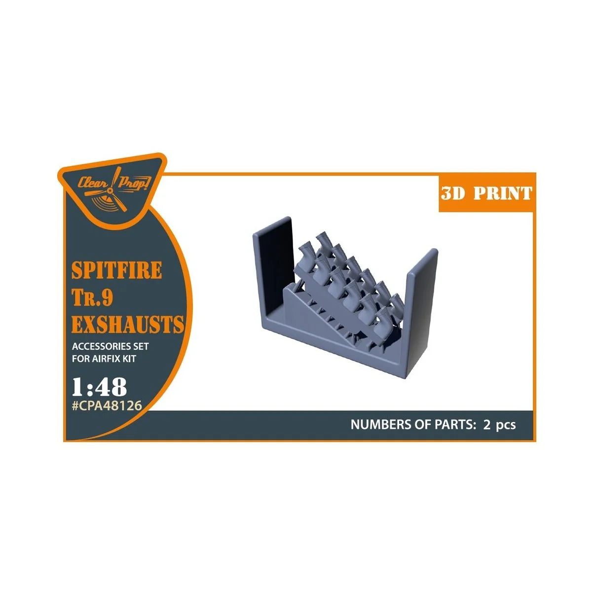 Spitfire Tr.9 exhausts for Airfix kit, 1/48 - Clear Prop Accessorie...