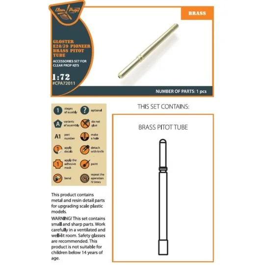 Gloster E28/39 Pioneer brass pitot tube for CP kits CP72001/CP72007...