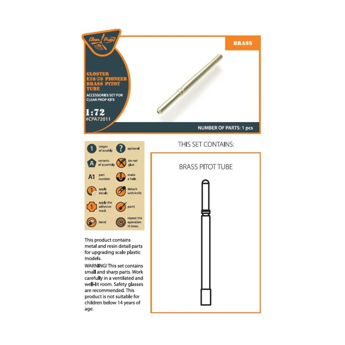 Gloster E28/39 Pioneer brass pitot tube for CP kits CP72001/CP72007...